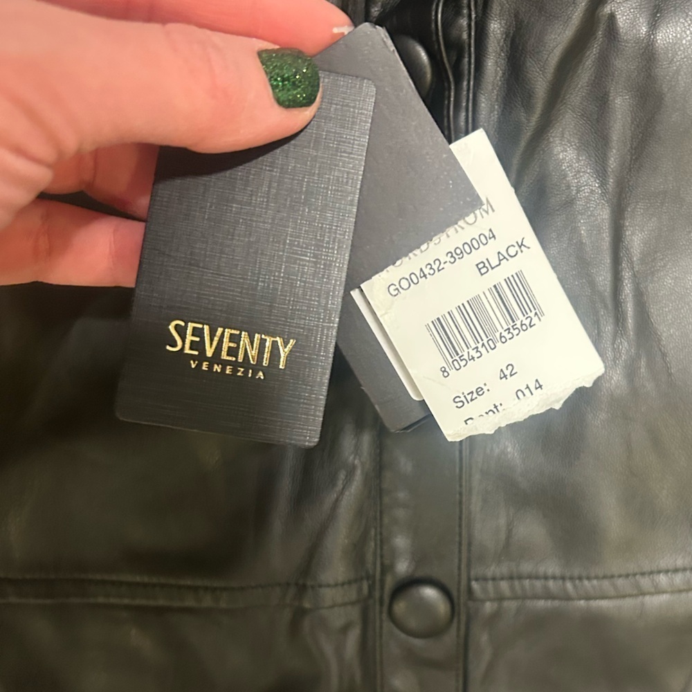 NWT Seventy Venezia Faux/Mock Leather Black A-Line Leather Skirt Size 42 - Picture 5 of 5